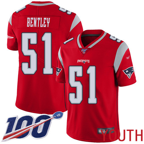 New England Patriots Football 51 100th Season Limited Red Youth Ja Whaun Bentley NFL Jersey